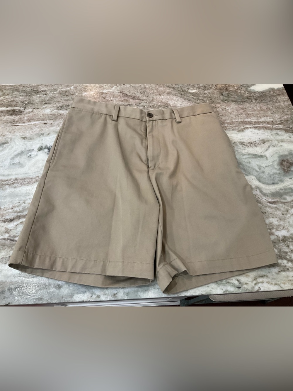 Eddie Bauer khaki flat-front chino shorts